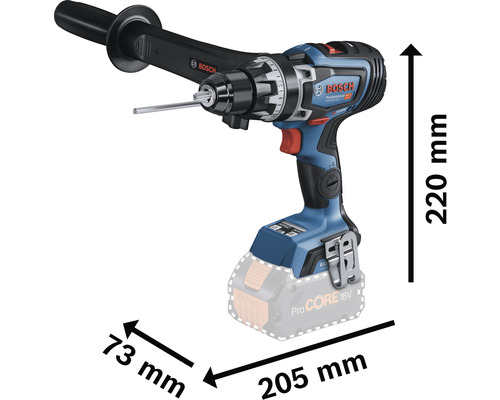 Visseuse-perceuse sans fil Bosch Professional avec indication des dimensions