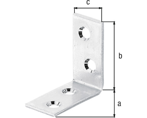 Winkelverbinder mit Löchern und Abmessungsangaben