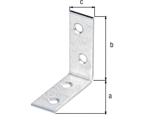 Winkelverbinder mit Löchern und Maßangaben