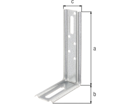 Winkelverbinder mit Maßangaben a, b und c