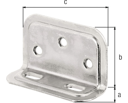 Winkelverbinder aus Metall mit Maßangaben