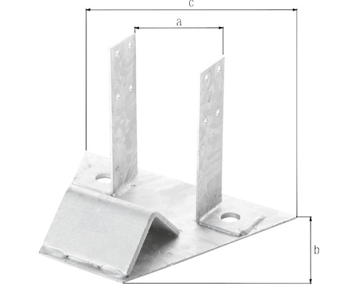 Pfostenträger mit Abmessungen a, b und c