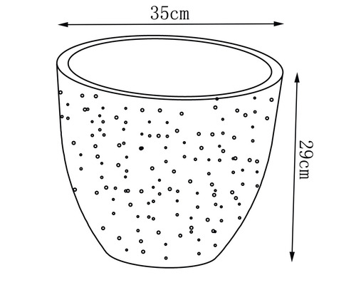 Illustration d''un pot de fleurs mesurant 35 cm de large et 29 cm de haut.