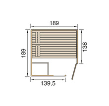 Grundriss einer Sauna mit Maßangaben