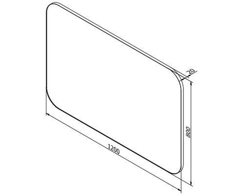 Schéma technique d''une paroi de douche mesurant 1200 x 800 mm