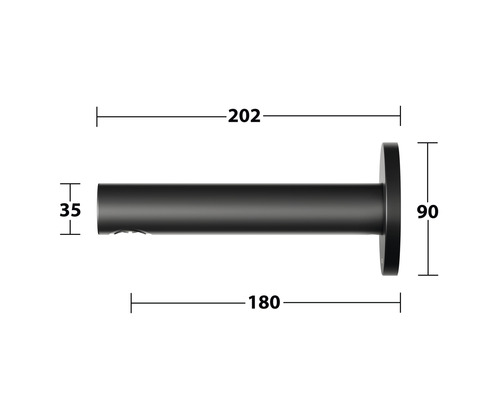 Technische Zeichnung eines Handtuchhalters mit Maßangaben