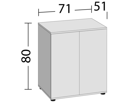 Image d''un meuble bas de dimensions 80 x 71 x 51 centimètres.
