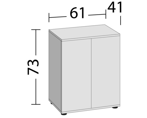 Armoire avec dimensions hauteur 73 cm, largeur 61 cm, profondeur 41 cm