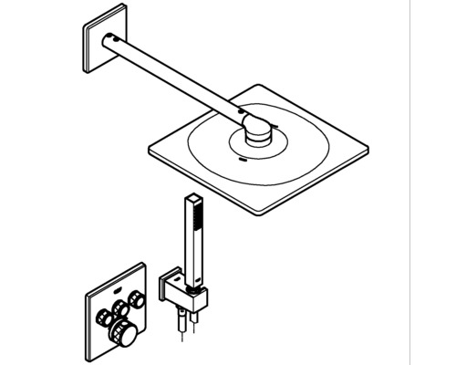 Système de douche avec douche de tête, douchette à main et thermostat