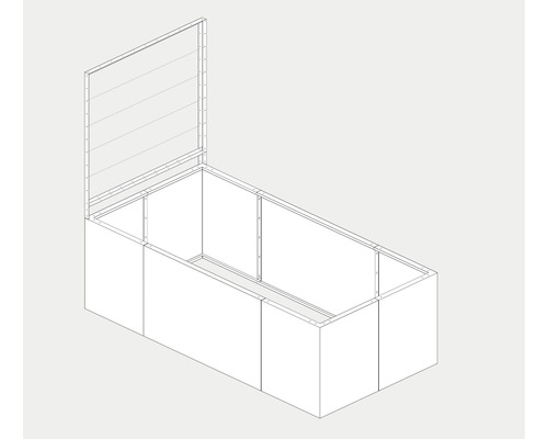 Illustration eines Hochbeets mit offenem Frühbeetaufsatz.