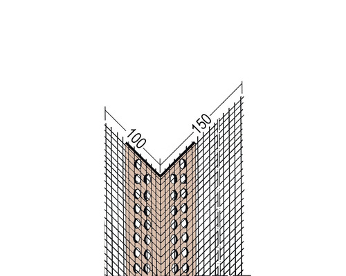 Eckschutzschiene mit Gewebe, Schenkellängen 100 und 150 Millimeter