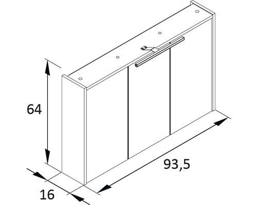 Dessin technique d''une armoire de toilette avec dimensions
