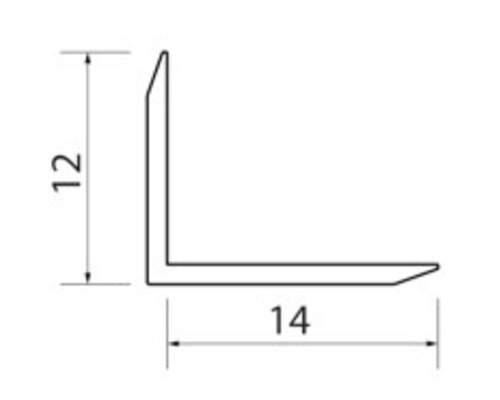 Dessin technique d''un profilé d''angle avec les dimensions 12 et 14