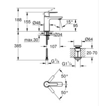 Schéma technique d''un robinet avec cotes