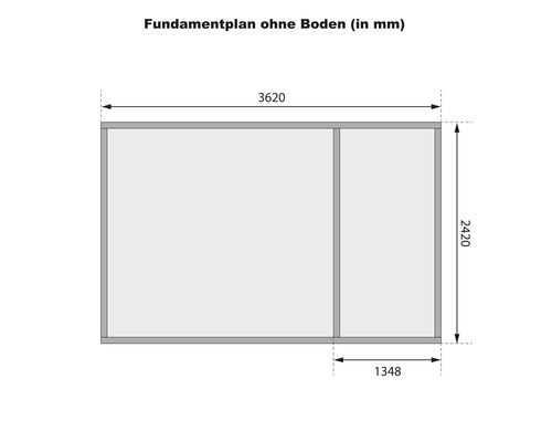 Plan de fondation sans sol avec dimensions en millimètres