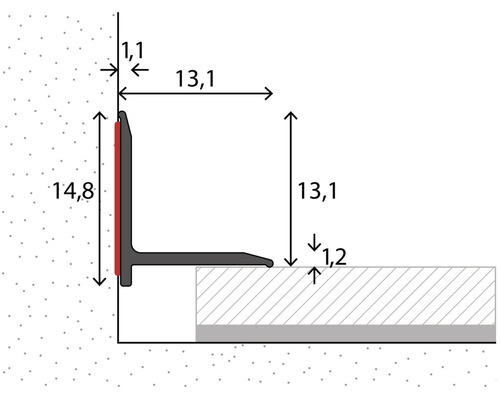 Dessin technique d''un profilé de finition avec indications de dimensions