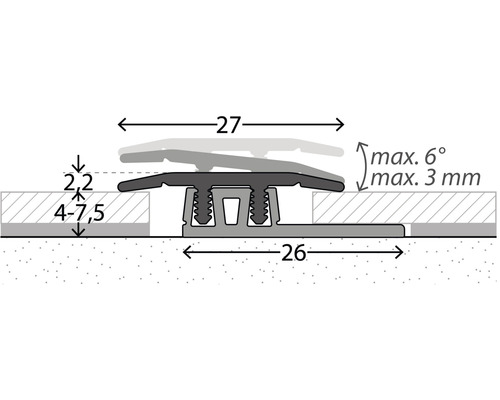 Schéma technique d''un profilé de transition avec indications de mesure.
