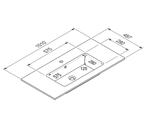 Schéma technique d''un lavabo avec dimensions