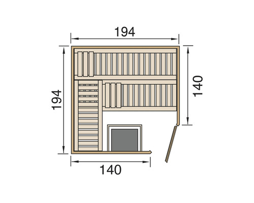 Plan d''une sauna avec dimensions