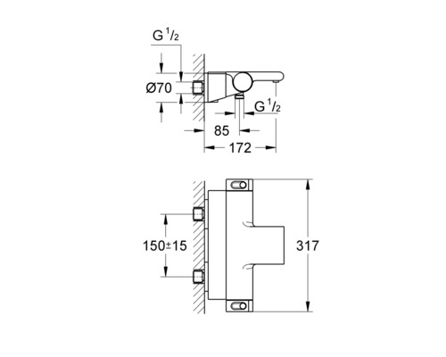 Dessin technique d''un robinet avec dimensions