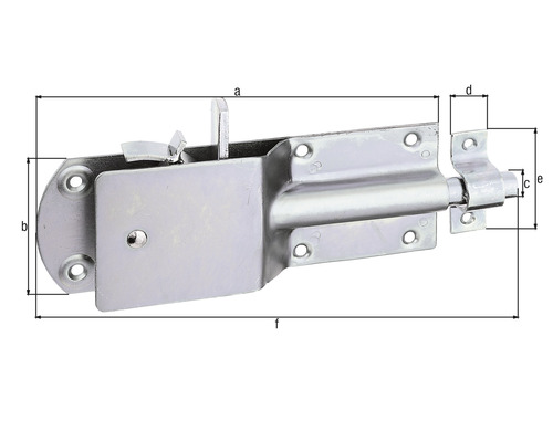 Abbildung eines Türriegels mit Maßangaben.