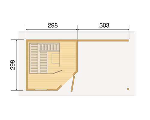 Plan d''une cabine de sauna avec dimensions