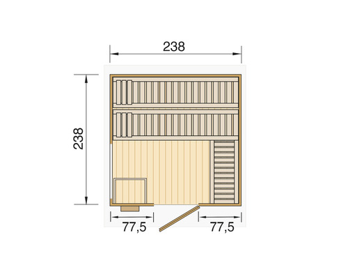 Plan d''une sauna avec dimensions