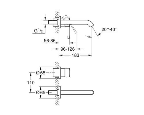 Dessin technique d''un robinet avec indications de dimension