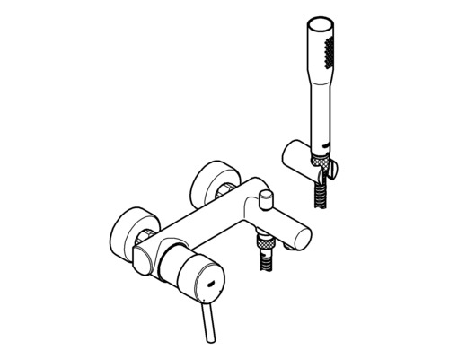 Robinet de baignoire avec douchette pour montage mural