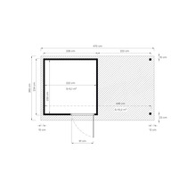 Gartenhaus Bertilo Pentus 2 inkl. Fußboden und Schleppdach 470 x 265 cm natur