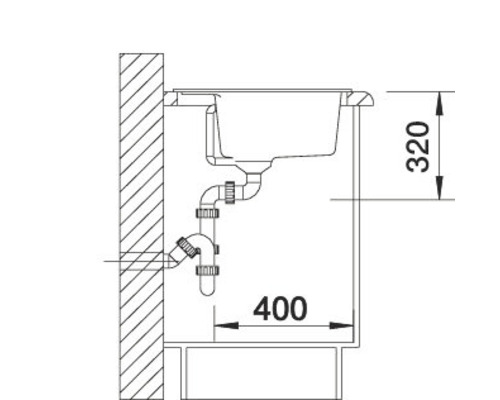 Dessin technique d''un lavabo avec les dimensions 320 et 400.