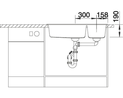 Schéma d''un évier avec des dimensions pour la planification de la cuisine