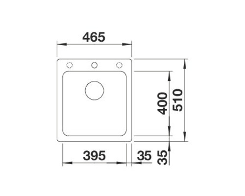 Technische Zeichnung einer Küchenspüle mit Maßangaben