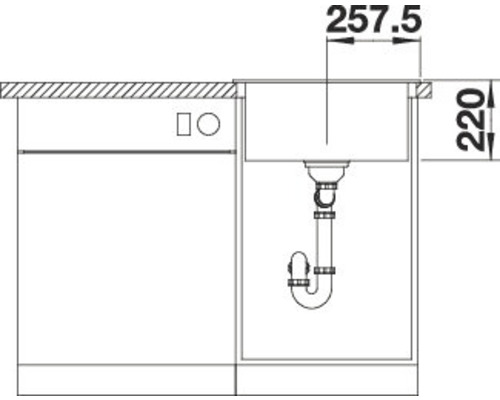 Dessin technique d''un évier de cuisine avec dimensions