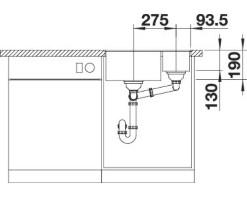 Schéma technique d''un évier avec dimensions.