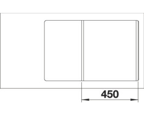 Dessin technique d''un évier indiquant 450 millimètres.