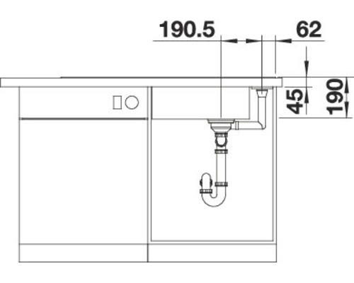 Schéma d''un meuble sous-évier avec dimensions