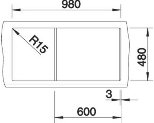 Schéma technique d''un évier avec dimensions