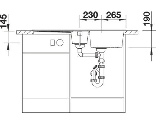 Dessin technique d''un meuble sous-évier avec dimensions