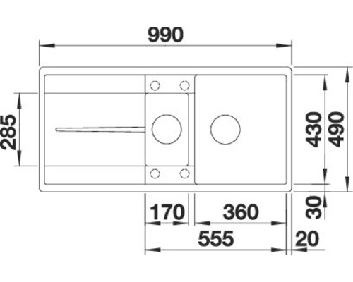 Dessin technique d''un évier de cuisine avec les dimensions