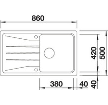Dimensions d''un évier de cuisine : 860 x 500 millimètres