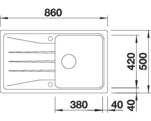 Dimensions d''un évier de cuisine : 860 x 500 millimètres