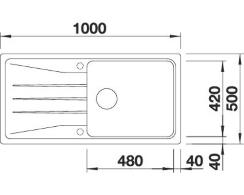 Technische Zeichnung einer Duschwanne mit Maßangaben