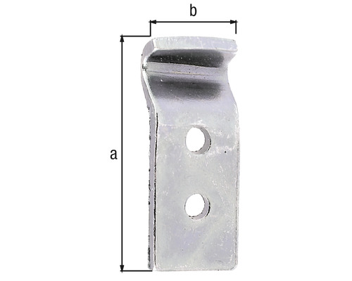 Metallwinkel mit zwei Löchern und den Maßen a und b
