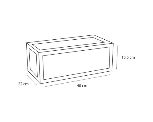 Image d''un bac à plantes mesurant 40 cm de long, 22 cm de large et 15,5 cm de haut