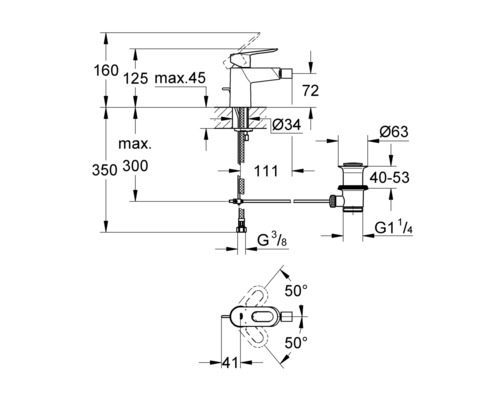 Schéma technique d''un robinet avec cotes