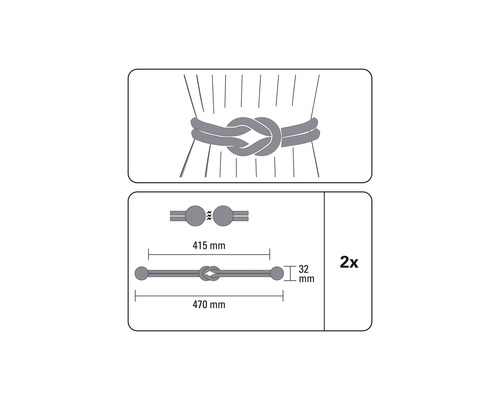 Dessin technique d''une embrasse à rideaux avec dimensions