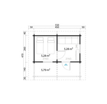 Grundriss eines Gartenhauses mit Maßangaben