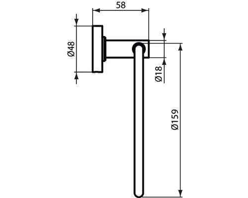 Technische Zeichnung eines Handtuchhalters mit Maßangaben