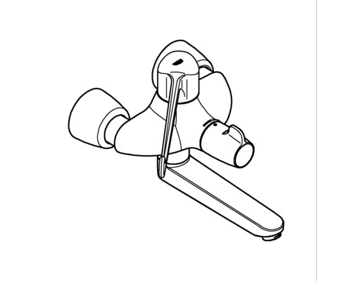 Dessin d''un robinet de salle de bain mural avec mitigeur